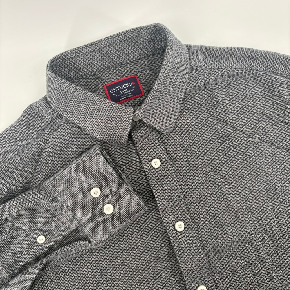 UNTUCKit Mens Veneto WF Slim Fit Wrinkle Free Shirt Dark Grey 40250 Small